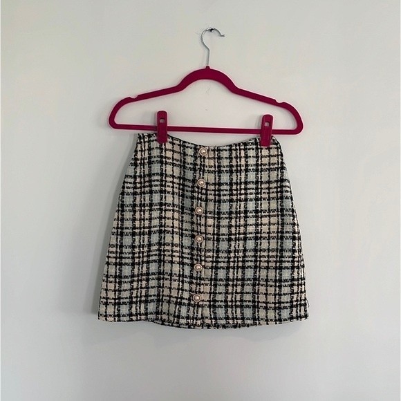 Reformation Nicky Skirt in sky tweed 4 - Picture 3 of 5